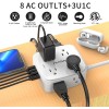 YISHU 6FT Surge Protector Power Strip 8 Outlets 4 USB
