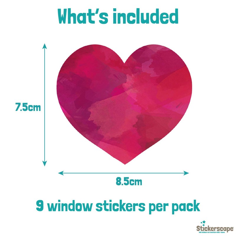 Watercolour Rainbow Heart Window Stickers | Repositionable, Reusable and Removable