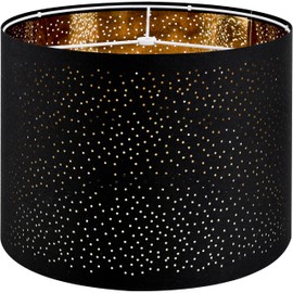 GOSO Black Lamp Shades Drum Lampshades with Laser Drilling Design, Medium Lampshade 13" Top x 13" Bottom x 10" High, Lamp Shade For Tablelamp,Floor Lamps,Wall Hanging, Assembly Required
