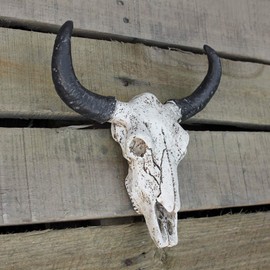 Best Value Here Wall Mounted Silver Stag Head Deer Large Antlers Reindeer Elephant Lion Tiger Rhino Wolf Wall Art Hanging Sculpture (Buffalo Skull)