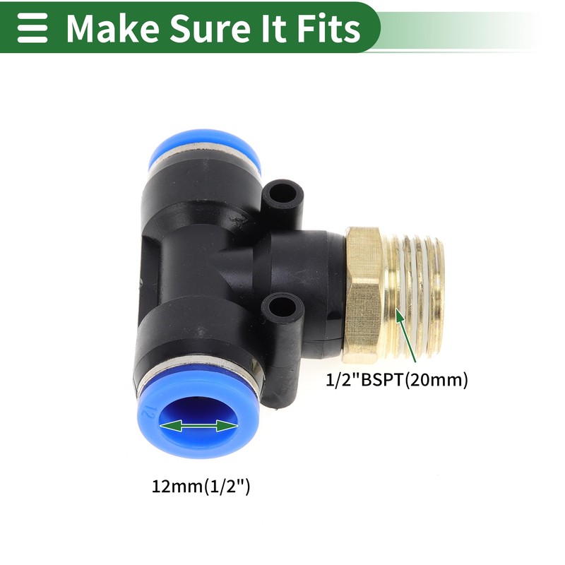 HOPESPANNER Push to Connect Air Fittings 1/2" t Type Air