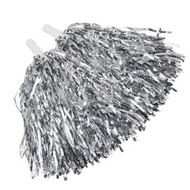 Hooshing 12PCS Silver Pom Poms Cheerleading Fluffy Metallic Cheer Pom Poms with Baton Handle for Dancing Sports Party Cheerleading Squads