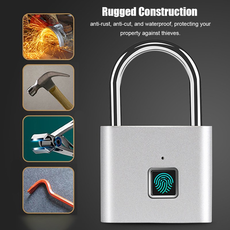 Fingerprint Padlock with USB Charging Ultra-Light Intelligent Safety Electronic Lock
