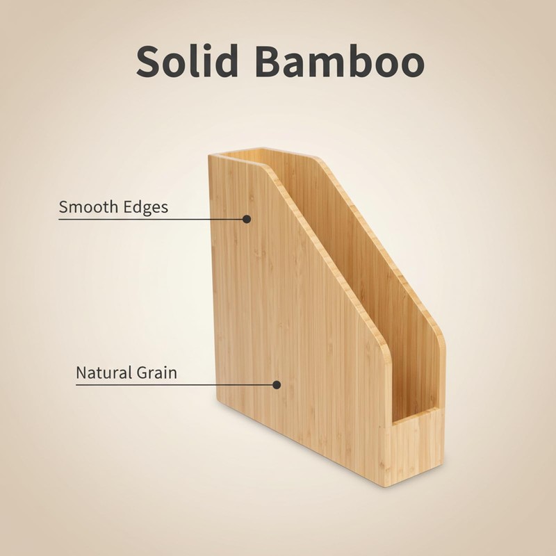 Ninebendstreams 2 Pack Bamboo Magazine File Holder Book Holder Frames