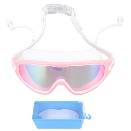 Swim Goggles Wide View Waterproof Anti Fog Swimming Goggles Dazzling Glasses Swim Glasses with Earplugs for Swimming Diving Water Sports Roseate