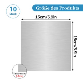 Acuxiaza Aluminium Sheet 150 x 150 mm with Protective Film Aluminium Sheet 0.8 mm Thick Aluminium Sheet for Model Building Trade Fair Construction DIY Crafts Pack of 10