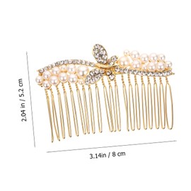 Healeved Pearl Rhinestone Hair Comb for Women Durable Alloy Wedding Bridal Hair Accessory