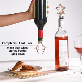 Folkulture Tapones de vino de Navidad o tapones de vino para botellas de vino, juego de 2, tapones de champaña como regalo de Navidad, accesorios de vino para amantes del vino o decoraciones de Navidad, rosa (reno)