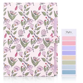 SKYDUE Accordion File Organizer, Floral Expanding File Folders with 5 Pockets, Cute Document Organizer for Paper Bills Receipt Storage, School Office & Hospital Supplies Letter/A4 Size Light Purple