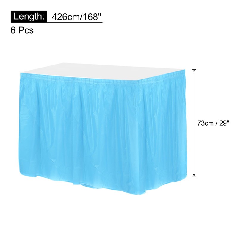 sourcing map 6 Pack Light Blue Plastic Table Skirts, 29