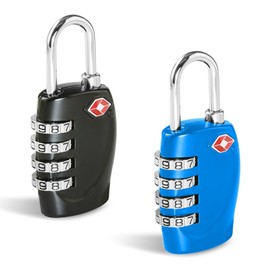 CFMOUR TSA Suitcase Locks - 1, 2, 3, 4, 5, 6 Pack 4-Dial Security Travel Combination Padlock for Suitcases Luggage Case Bag Code Lock - Black&Blue (Pack of 2)