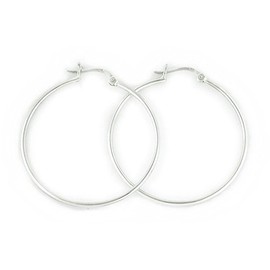 Sterling Silver Polished Round Tube Creole Hoop Earrings with Snapdown Posts - 1.5MM Thickness - 60mm Diameter