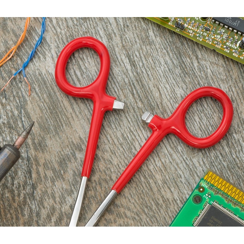 SE 664 FSI Self Locking Gebogene Pinzette mit Isolierte Griffe,