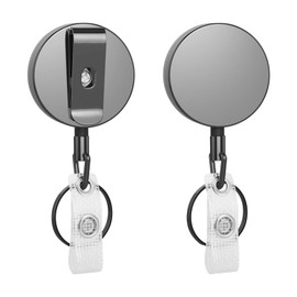 2PCS Retractable Keychain Extendable Badge Reel Metal Keyring Metal Casing with Spring Coil Nylon Rope Belt Clip for Key Ring ID Card Badge Holder Key Chain Lanyard