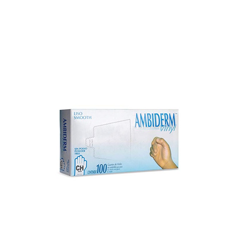 GUANTE AMBIDERM VINYL LIBRE DE POLVO CHICO CAJA C/100 PIEZAS