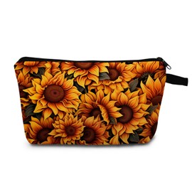MoCaliduccious Sunflower Makeup Bag Small Pouch Gift for Women Travel Cosmetic Bag Organizer With Zipper Storage