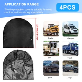 Wheel Cover Wheel Cover Tyre Cover 2 Pieces Waterproof Caravan Trailer with 2 Eyelets for Caravan Motorhome Caravan Vintage Car 27-29 Inch Black