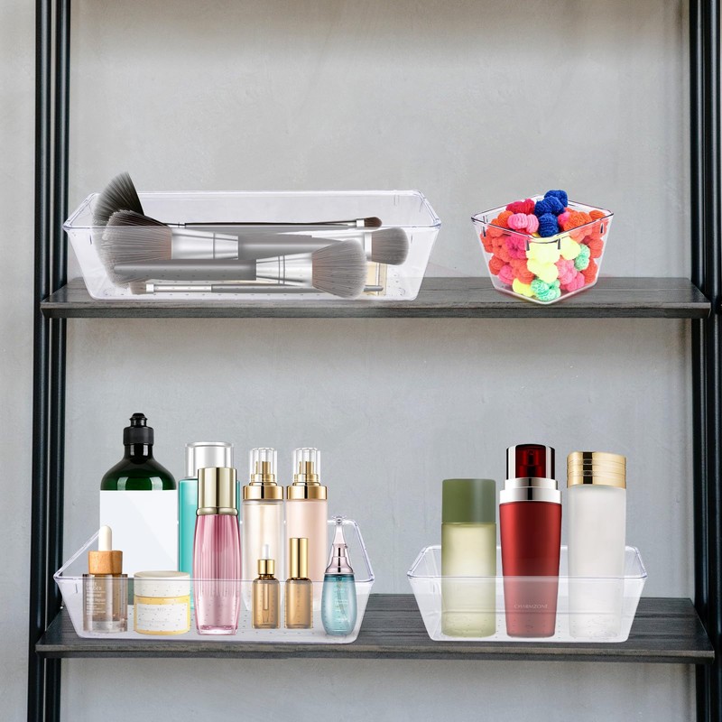 Zuihug 4 PCS Clear Plastic Drawer Organizer, Desk Drawer Divider