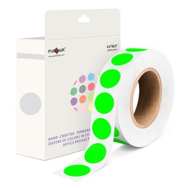 PARLAIM 1000 Pack 0.5 inch Diameter Round Dot Stickers, Fluorescent Green Colored Code Adhesive Circle Labels
