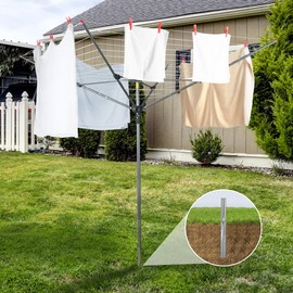 STO STO Umbrella Clothesline for Laundry, 4-Arm 12 Lines with 164 Feet Drying Space, Steel Frame, Adjustable Height, Outdoor Umbrella Rotary Drying Rack, Collapsible Clothes Drying Rack for Backyard