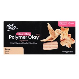 Mont Marte Make n Bake Polymer Clay Signature Beige 400g (14.1oz) Block, Bake in Oven, Soft and Smooth, Sculpting, Craft, DIY Décor, Jewellery