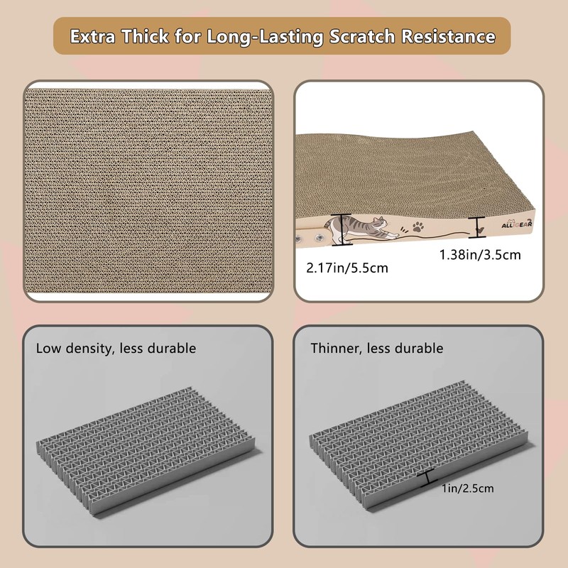 ALLGEAR 33"x13" Extra Large Cat Scratcher Lounge, Jumbo Corrugated Cardboard