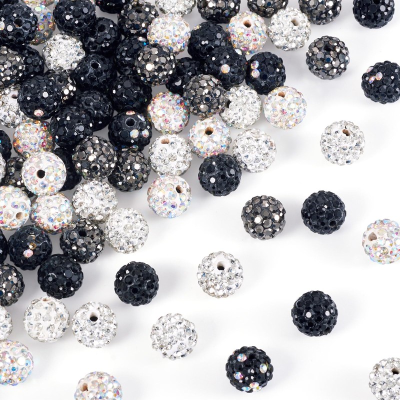 Craftdady 100 pcs 10 mm Black White Polymer Clay Rhinestone