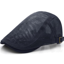 Taidor Men's Mesh Cap Breathable Summer Newsboy Hat Adjustable Beret Ivy Cap Irish Cabbie Driving Hunting Hats Navy