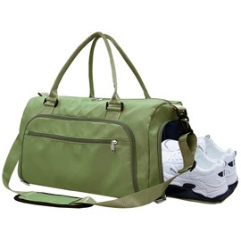 woogwin Gym Bag for Women & Men with Shoes Compartment & Wet Pocket Sports Travel Duffle Bags Workout Bag(21",Army Green)