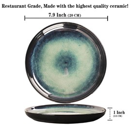 LIUYWYHCF Porcelain Plates Set 7.9 inch Large Dinner Plates for Salad Dessert Ceramic Serving Plate Set of 4, Microwave and Dishwasher Safe, Chip Resistant and Scratch Resistant