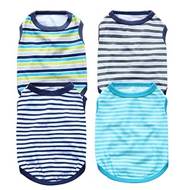 SVVOOD 4PCS Dog Clothes for Small Dogs Boy, Printed Puppy Clothes for Chihuahua Yorkies Bulldog Clothes for Medium Dogs Boy Jersey Summer Sweatshirt Vest Pet Outfits Dog Cats Shirts, L