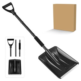 New winter snow removal tool, lightweight portable adjustable snow shovel, large capacity black sports multifunctional car shovel, suitable for camping, snowman play, and emergency situations