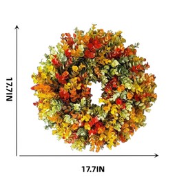 Artificial Fall Wreath for Front Door Rustic Autumn Wreath Fall Door Wreaths Front Door Decorations 2024 Fall Wreath Thanksgiving Wreath Fall Decorations for Home Indoor Outdoor Decor (19.7IN)