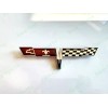 AUTO 1PC Chrome Rear Gas Lid Crossed Flag Emblem Badge