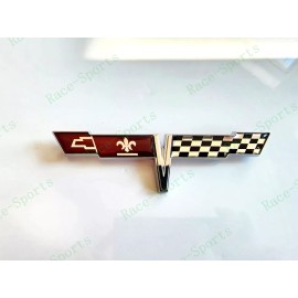 AUTO 1PC Chrome Rear Gas Lid Crossed Flag Emblem Badge 1981 C3 Corvette