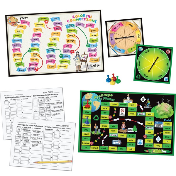 Really Good Stuff Prefix and Suffix Spin Board Games -