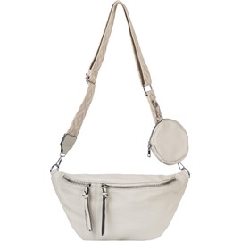 styleBREAKER 02012398 Women's Crescent Moon Crossbody Shoulder Bag Set 3-Piece Shoulder Bag with Pattern Key Chain Purse, lightgrey