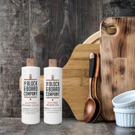 Block and Board Cutting Board Cleaning Kit | Cutting Board Soap and Oil | Used for Cutting Board, Butcher Block, & Wood Countertops | Cleans and Restores | Food Grade Cleaning Solution | 2 Piece Set