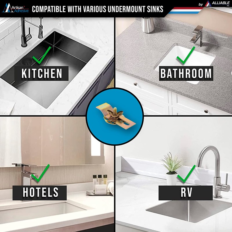 Premium Sink Clips-10 Pack Kit, Undermount Sink Clips, Sink Brackets,