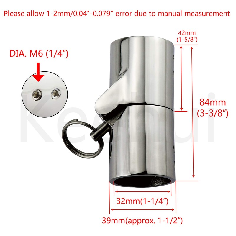 316SS Marine Grade Boat Pipe Connector, Stainless Steel Folding Swivel