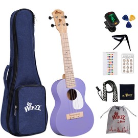 Winzz AU-C00 Concert Ukulele Beginner Set for Adults and Children, 23 Inches Ukelele Purple