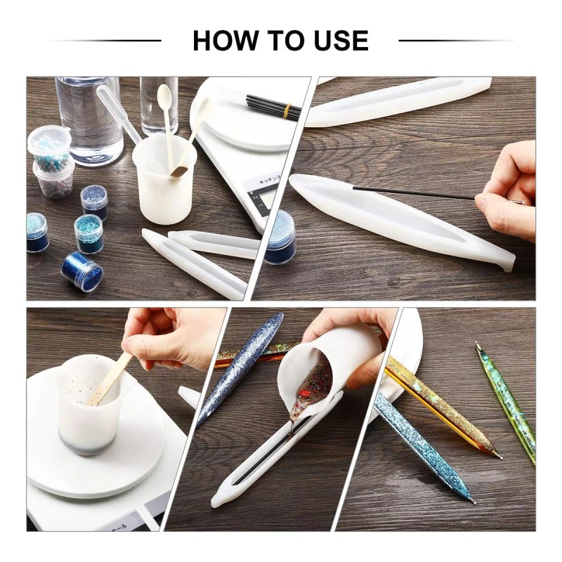 generic 9 Moldes Resina Bolígrafo Moldes De Silicona Para Bolígrafo