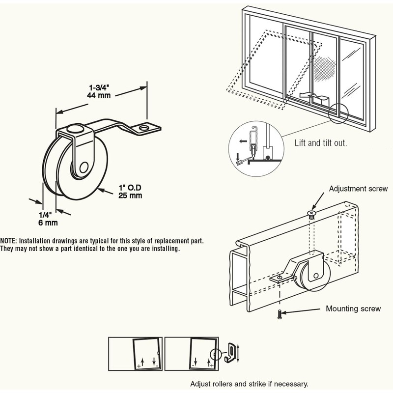 Augenweide 1 Inch Sliding Screen Door Rollers 4 Pack –