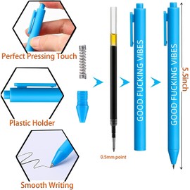 Swear Word Daily Pen Set, 11pcs Weekday Vibes Glitter Pen Set Days Of The Week Pens Ballpoint Pens 0.5mm Dirty Cuss Word Pens For Each Day Of The Week Funny Office Gifts