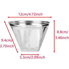 Stainless Steel Coffee Filter 4 Cone Coffee Filter Reusable Compatible with All 12-Cup Coffee Machines, Such as Hamilton, Beach Brewer, Siemens, Donlim Dl-Kf800