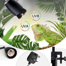 QeeHeng Tortoise Lamp Holder,UVA UVB Light Bracket for Reptiles,360°Rotatable Lamp Metal Stand for Turtle Aquarium Tank Heating Lamps,Suitable for Tortoise,Frog Habitat Terrarium Tank Accessories