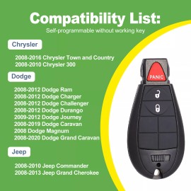 ATPSTOGO New Replacement Tool and Remote Key Fob Kit For 2009 2010 2011 2012 Dodge Ram