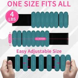 ouhos Adjustable Wrist and Ankle Weights, Black Pink Bracelet for Yoga, Dance, Barre, Pilates, Cardio, Aerobics, Walking Set of 2 (Blackish green, 2 kg （1 kg each))