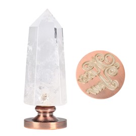 Amogeeli Faceted Rock Crystal Wax Stamp Handle with Copper Head, Hexagonal Pointed Stone Wax Seal Stamp for Wedding Invitations Envelope Crafts Gift Wrapping, Miss You