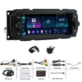 6.86" Android 13 Wireless CarPlay Android Auto Car Radio Receiver for Jeep Wrangler Grand Cherokee for Chrysler for Dodge with Touchscreen GPS Navigation WiFi Bluetooth AHD Backup Camera-2+32G